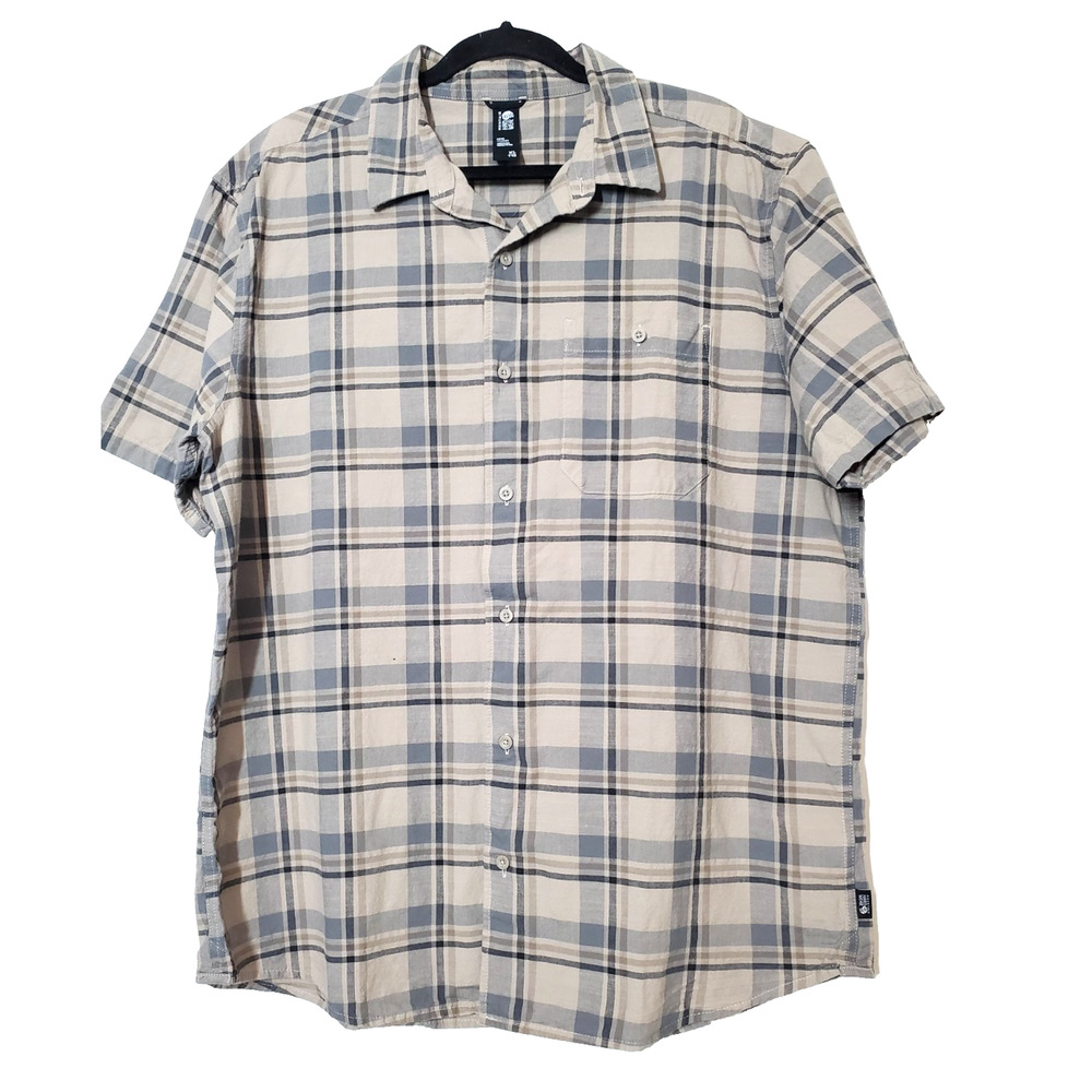 Mountain Hardwear XL Mens Cotton Short Sleeve Button Down Shirt Hiking Outdoor